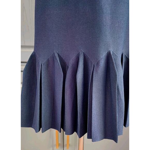 TED BAKER Pleated Hem Knitted Bodycon Mini Dress Navy Blue Mini TB Size 2/US 6 - Picture 7 of 12